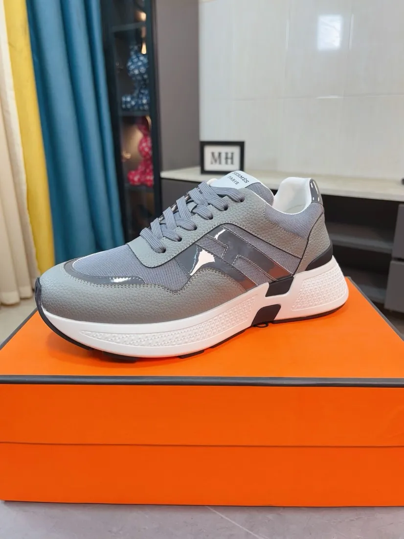 Men's shoes💰580🌸🌸【HERMES】Hermès high-end quality original shoe upper: 🔝tumbled calfskin, suede calfskin, shoe body sewn H totem, outsole: ultra-light TPU foam·rubber; two-color molded outsole, ultra-high quality control·fine workmanship: highlighting (high-end·luxury·grade) 38-44 (45 can be customized)